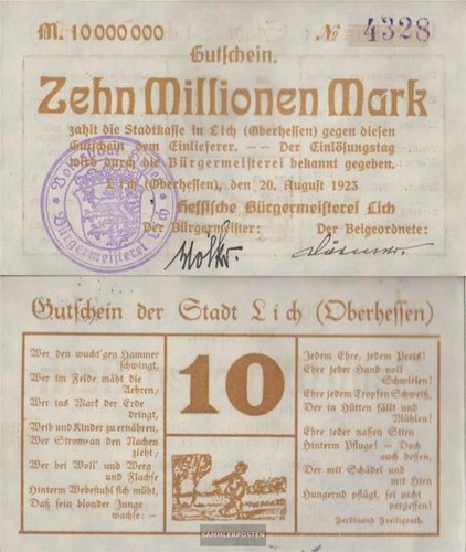 Lich inflationsgeld stadt - lich,