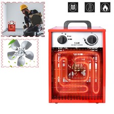 5kW Edelstahl Heizlüfter Elektro Heizung Heizgerät für Werkstatt Bauheizer Rot