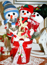 ❤️Weihnachten dekoration Blumentopf 3x Schneemännern Elch Kugeln Tilda Neu 35x25