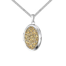 Medaillon zum Öffnen für Bilder 925 Silber Bicolor mit Kette oder ohne Kette