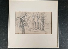 Kleine alte Bleistiftzeichnung unter Glas - aus einer Galerieauflösung 