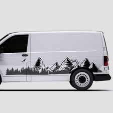 Auto Aufkleber Berge Bäume Wald Panorama Sonne Offroad Sticker Dekor #1420-150
