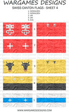10 mm Schweizer Kantonsfahnen - Bogen 4 - Hecht & Schotte, NEBEL, DBR, Impuls, Barock