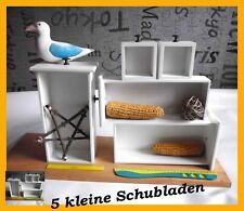 Schubladen 5 kleine Schubfächer Fächer Einschub weiß Shabby Regalbau basteln