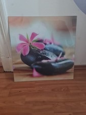 Acrylglasbild Wandbild Bild Basaltsteine Orchidee 