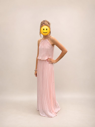 Rosa plissee maxikleid damen - maxikleid,