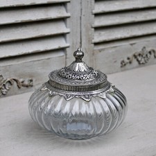 Vintage Glas Bonboniere Metall