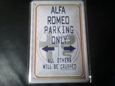 Blechschild Schild 20x30 ALFA ROMEO PARKING ONLY neuwertig in Folie PRK
