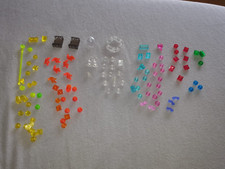 113 Teile Lego Steine durchsichtig bunt Flammen Herzen Sonnenbrille Fenster Glas