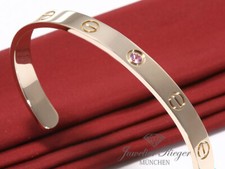 Cartier Armreif Love Offen Roségold 750 rosa Saphir Größe 17 Alter 2016 Gold
