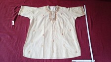 handbestickte Tunika Hemd Mittelalter Kleidung indisch fairtrade beige Baumwolle