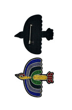 Handgestickte Bunte Vogel Brosche, Hand Embroidered Brooch, Broche brodée