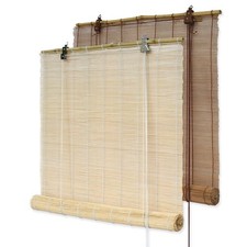 Bambusrollos freihängendes Bambus Rollo Natur u. Braun für Fenster & Balkontür