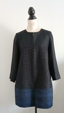 MARINA RINALDI JACKE GR. 42/44 SCHWARZ, 3/4 ARM, BLAUER BREITER SAUM EDEL 