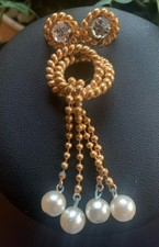 Gablonzer Brosche Amer. Double, Vintage , Schmuckperlen-Strass Vintage !439