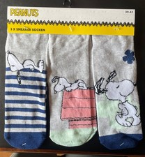 3 zuckersüße verschiedene Paare Sneaker Socken - Peanuts - Snoopy - Gr. 39/42