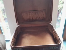 2er Set Vintage Lederkoffer Braun mit Satinfutter - Oldtimerkoffer