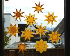 10 Sterne Transparentpapier Drachenstern Fensterstern Transparentstern gold gelb