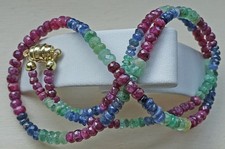 Neu Multi Edelstein Rondelle Collier Kette 9Kt 375 Gold Magnet Verschluß ♦️ 8947