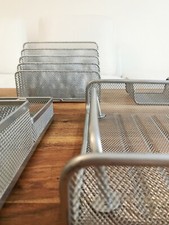 Silberner Metall Schreibtisch Organizer/Ordnungssystem Ablagefächer Stiftehalter