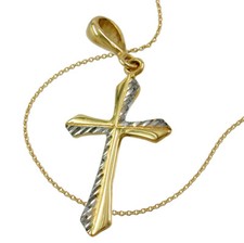 375 ECHT GOLD ***  Kreuz Anhänger 24 mm bicolor, Kette optional