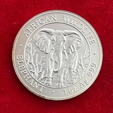 1000 Shillings Somalia, 2004, African Wildlife - Elefant, 1 Oz Silber, St, Orig.
