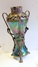 Rindskopf Jugendstil Vase mit Bronzemontierung Art Nouvau, 1903