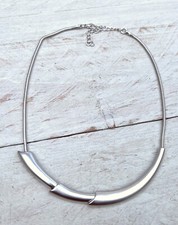 Halskette Collier Modekette Statement Schlangenkette Anhänger matt silberfarben