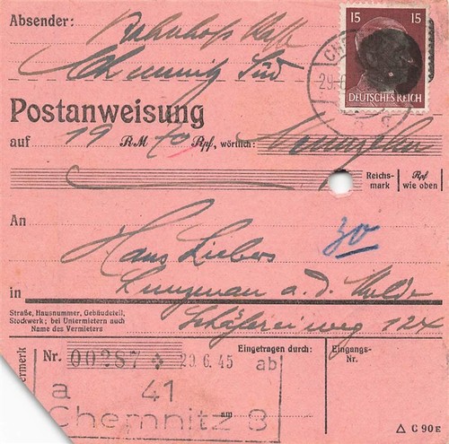 897088 sbz postanweisung mit - postanweisung,