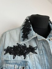 UNIKAT | JEANS JACKE  | NEU |  HANDBEMALT+ BESTICKT | GILET ROSEN | S-M | TOP