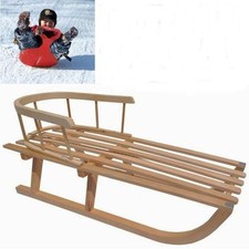 Holzschlitten Schlitten Kinder Holzrodel mit Rückenlehne GRATIS Schneebob Seil