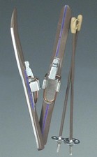 Ski blau mit Stöcken