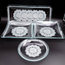 4 x Glasplatte - Kuchenplatte - Kuchenteller - weiß - DDR (6)