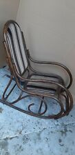 Bambus Rattan Schaukelstuhl Schwingsessel mit Bezug sehrguter Zustand 70er J.