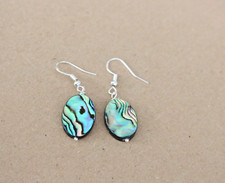 #Paua Abalone Perlmutt 925 Silber  Ohrringe 12x 18 mm ( M - 6 *)
