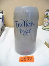 3532.     Alter Steingut Bierkrug  Tucher Bier Bierkrug   1 L