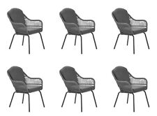 Gartenstuhl Terrassenstuhl Loungesessel Rope Dining 6 x Triton grau Aluminium