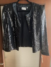 Pailletten-Kurzjacke, Schwarz, neu, Gr. 42