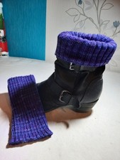 Stulpen, Beinstulpen, Stiefelstulpen handgestrickt aus Strumpfwolle, Lilatöne