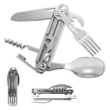 Reise Camping Edelstahl Klappbesteck Besteck Set 6in1 Essbesteck BW Feldbesteck