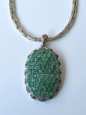 Anhänger mit Smaragden und Saphir 925 Silber 14K Weißgold vergoldet 15,5 Gr