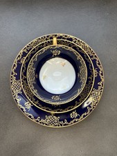 ROSENTHAL KAFFEE-SERVICE  AIDA ein Teller Tasse RÄNDER KOBALT PORZELLAN Gold