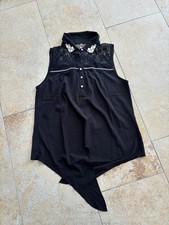 Bluse Ärmellos Schwarz Mit
