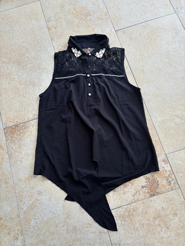 Bluse ärmellos schwarz mit - Ärmellos,