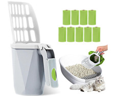 2 in 1 Katzenstreuschaufel, Katzenklo, Katzensteu, Hygienisch,  9 Abfallsäcke