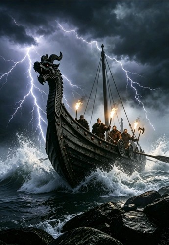 Wikinger langes boot - langes, sturm