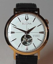 BULOVA 97A136 Aerojet roségold Herren Lederarmband braun offene Unruh Glasboden