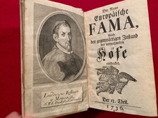 Buch antik 18. Jhd. original DIE FAMA 12 Ausgaben gebunden Periodika  1737