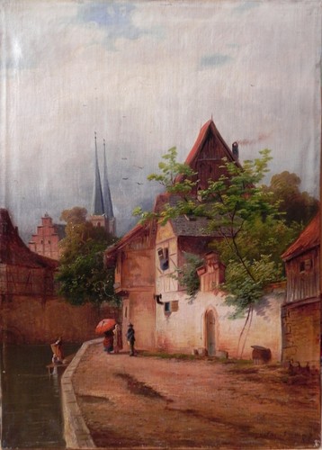 Gemälde blick auf altstadt - gemälde:,