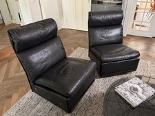 2 Dieter Rams Vitsoe 620 Sessel / Sofa, schwarz, hohe Lehne